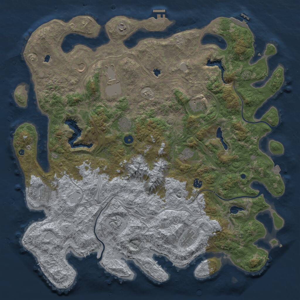 Rust Map: Procedural Map, Size: 5000, Seed: 28866857, 17 Monuments