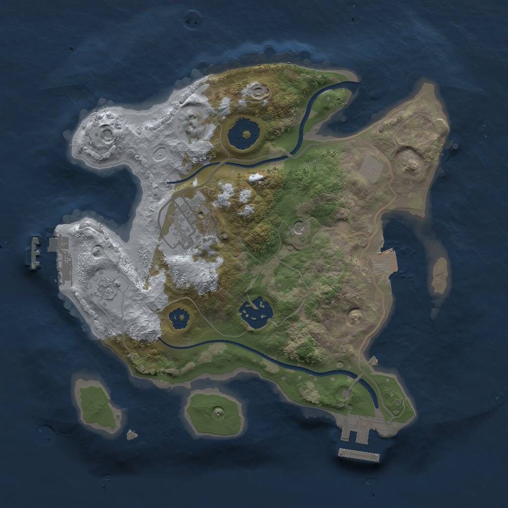 Rust Map: Procedural Map, Size: 2500, Seed: 2012273343, 7 Monuments