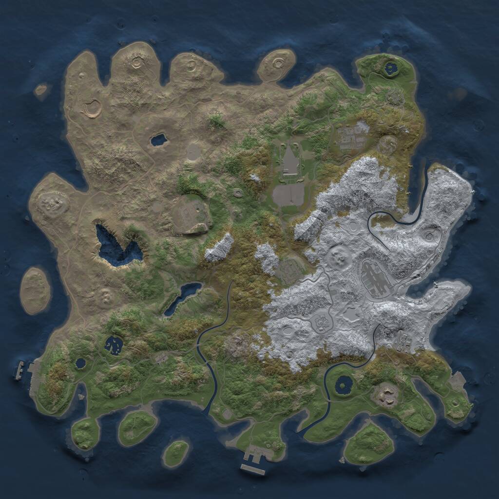 Rust Map: Procedural Map, Size: 4096, Seed: 2675, 15 Monuments