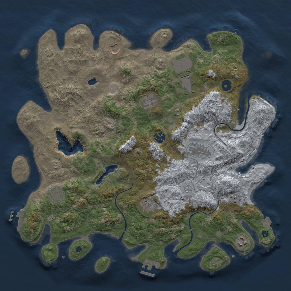 Rust Map: Procedural Map, Size: 4096, Seed: 2675, 15 Monuments