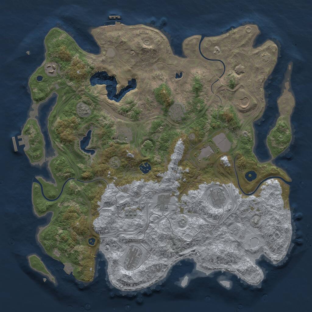 Rust Map: Procedural Map, Size: 4300, Seed: 1236345368, 16 Monuments