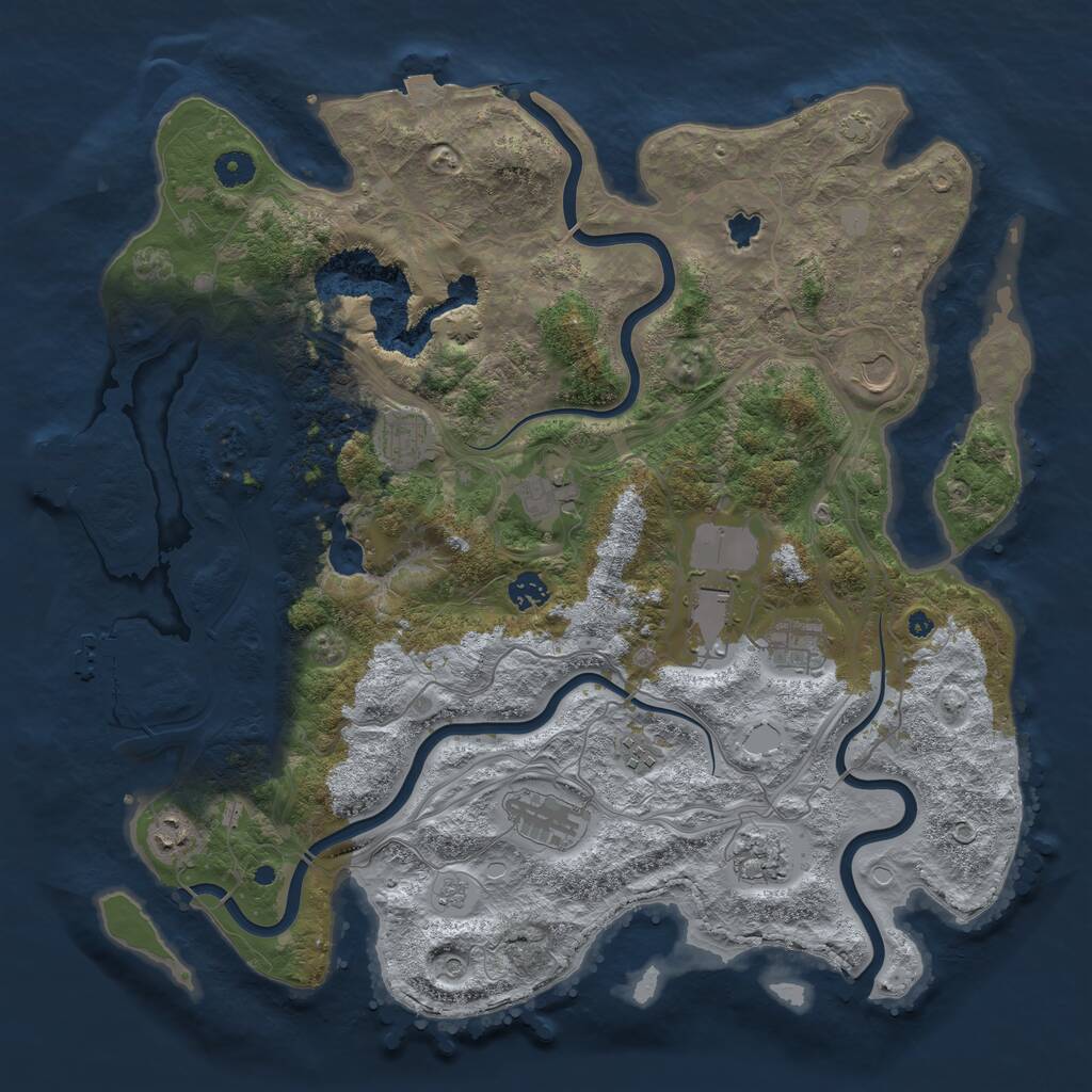 Rust Map: Procedural Map, Size: 4300, Seed: 1236345368, 16 Monuments