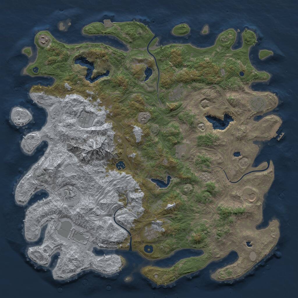 Rust Map: Procedural Map, Size: 5000, Seed: 777999666, 16 Monuments