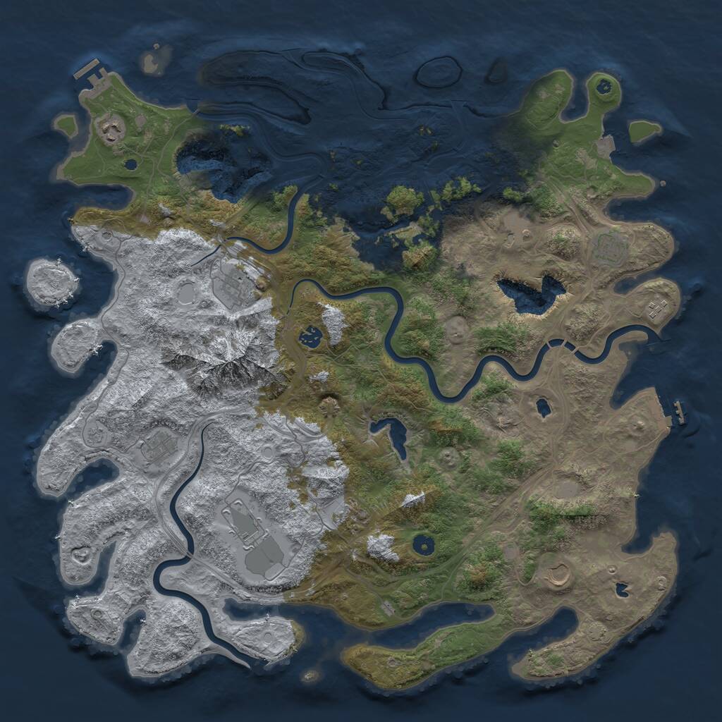 Rust Map: Procedural Map, Size: 5000, Seed: 777999666, 16 Monuments