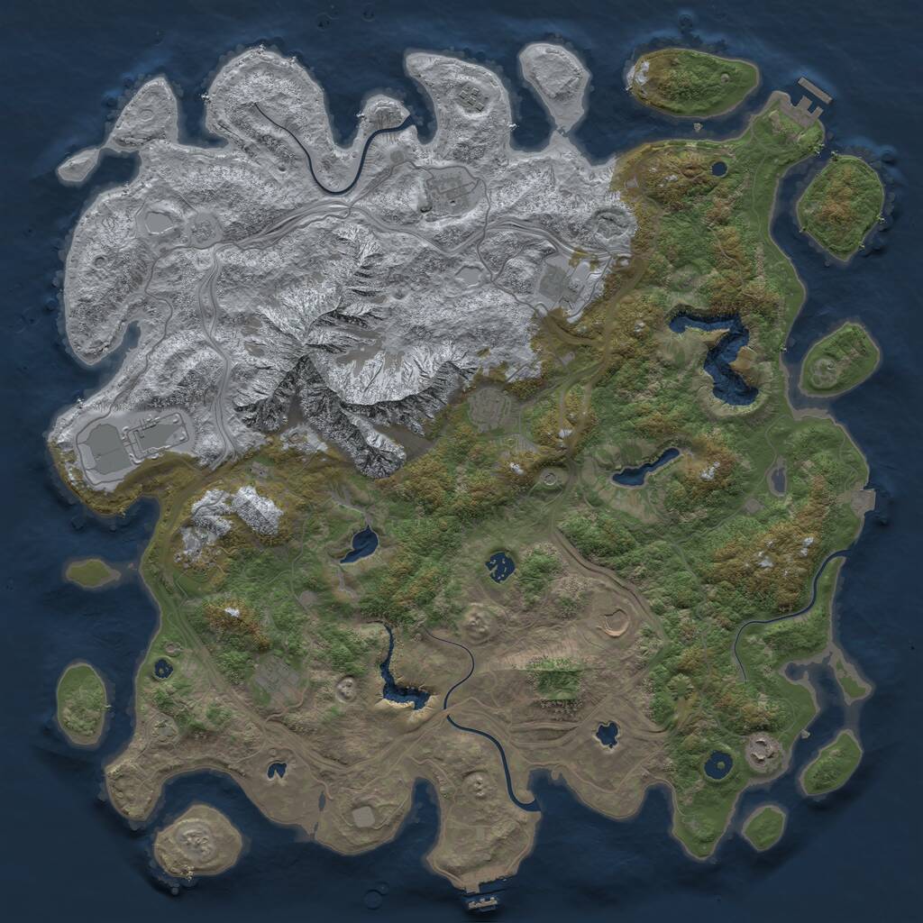 Rust Map: Procedural Map, Size: 5000, Seed: 1133302721, 16 Monuments