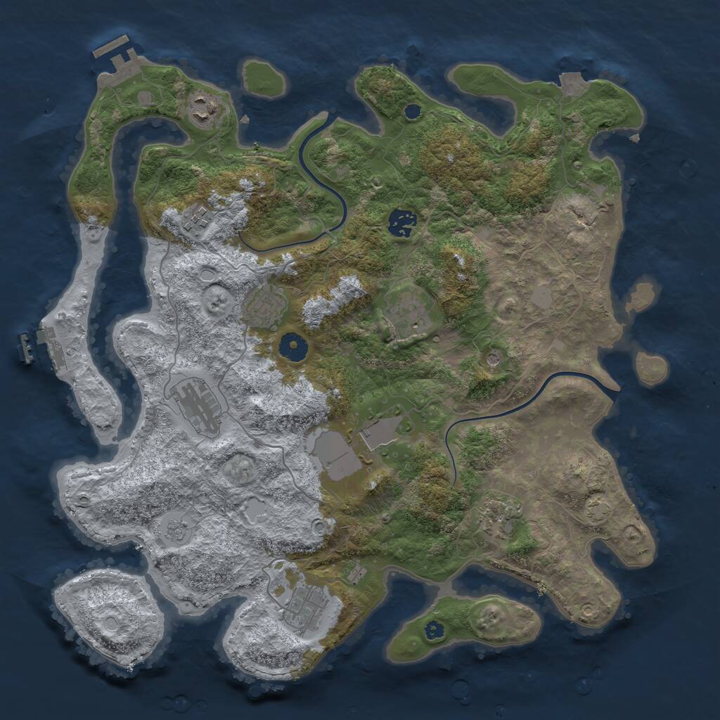 Rust Map: Procedural Map, Size: 3800, Seed: 1463416206, 15 Monuments