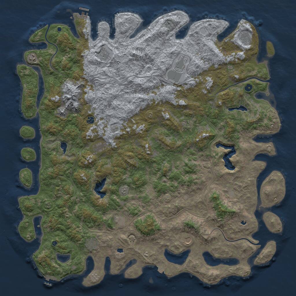 Rust Map: Procedural Map, Size: 6000, Seed: 2043141403, 17 Monuments