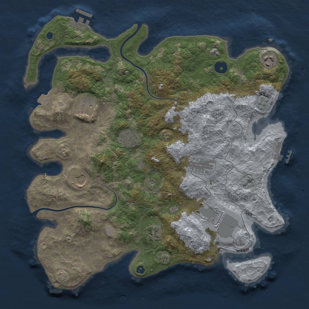 Rust Map: Procedural Map, Size: 3700, Seed: 466996215, 14 Monuments