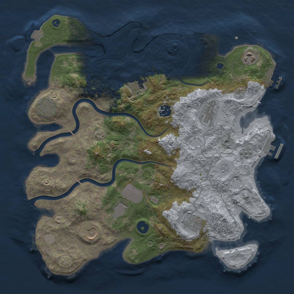 Rust Map: Procedural Map, Size: 3700, Seed: 466996215, 15 Monuments