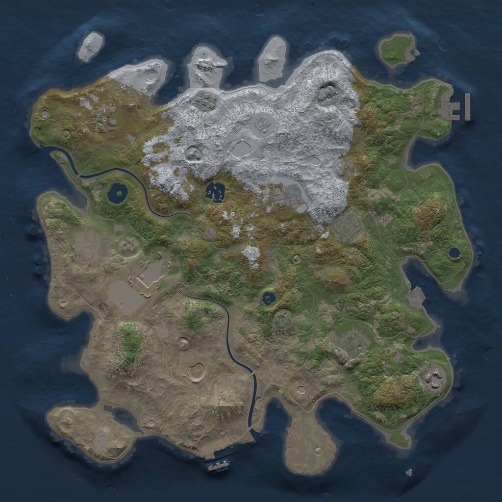 Rust Map: Procedural Map, Size: 3750, Seed: 383322345, 16 Monuments