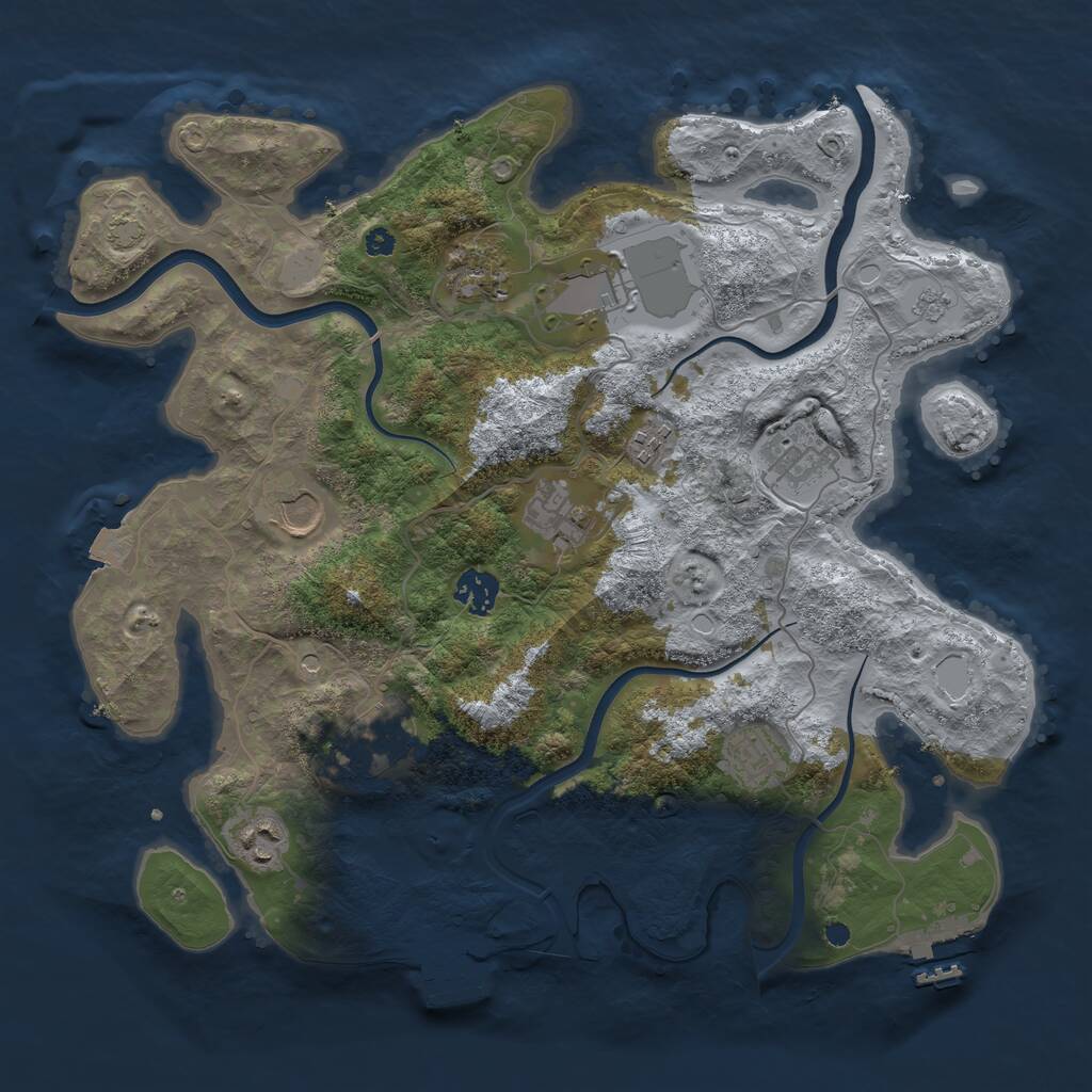 Rust Map: Procedural Map, Size: 3700, Seed: 720876265, 16 Monuments