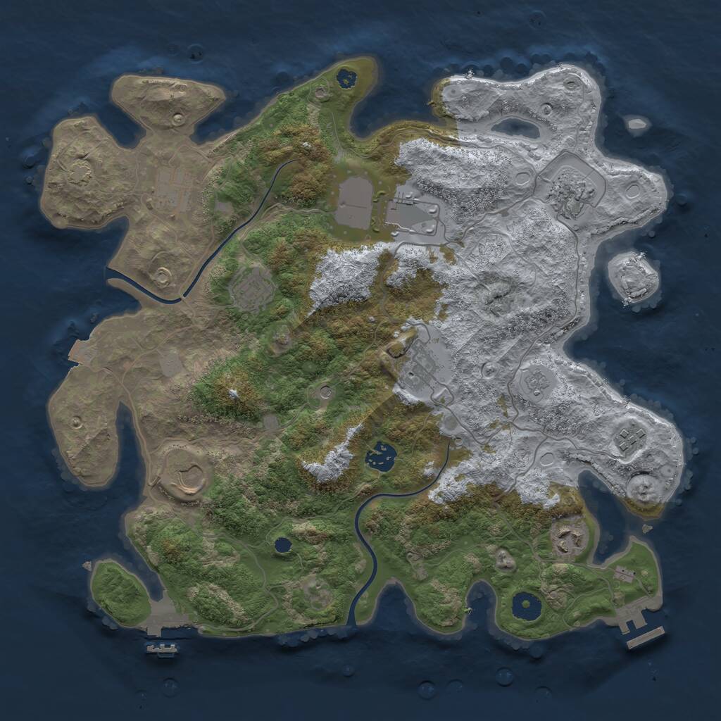 Rust Map: Procedural Map, Size: 3700, Seed: 720876265, 15 Monuments