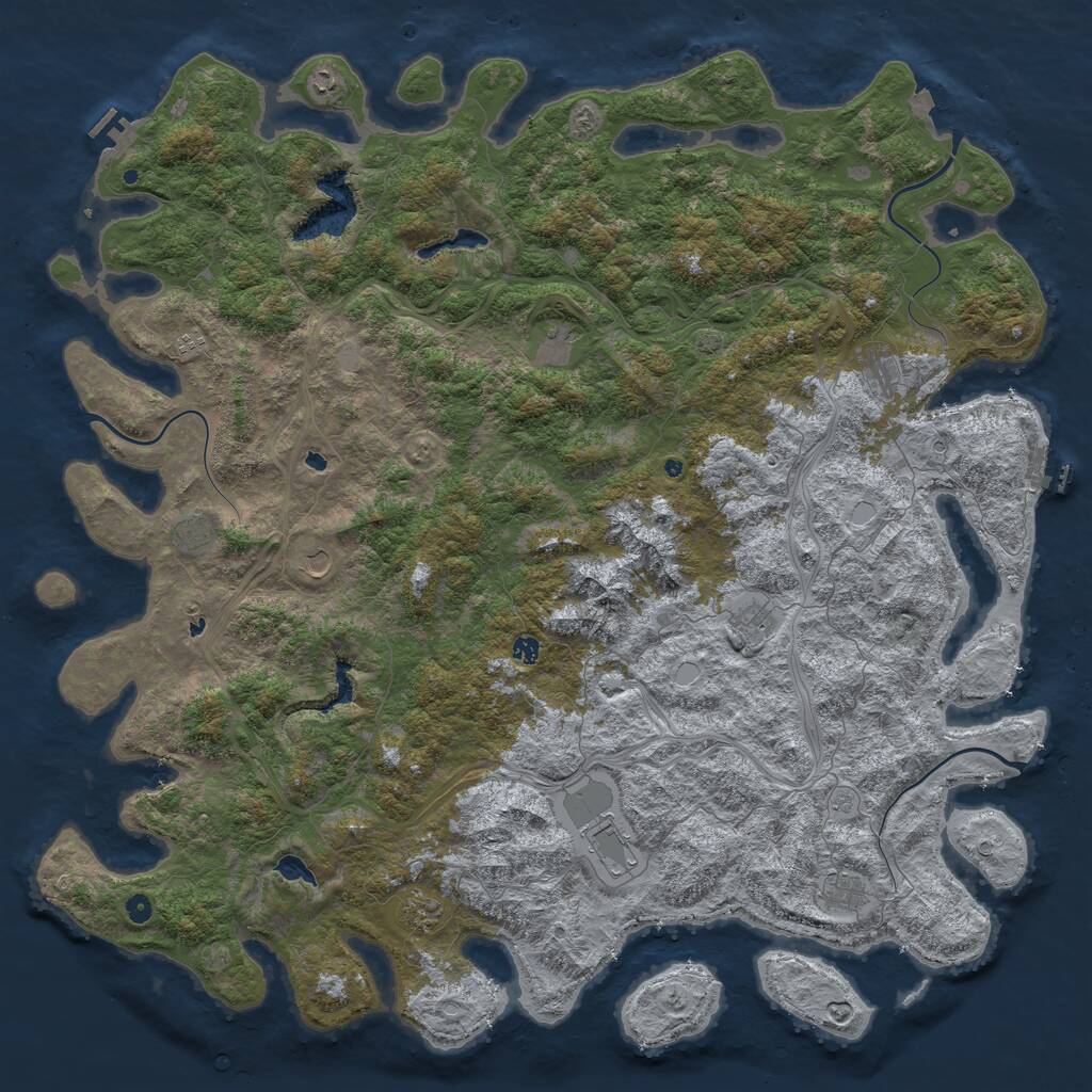 Rust Map: Procedural Map, Size: 6000, Seed: 236188939, 17 Monuments