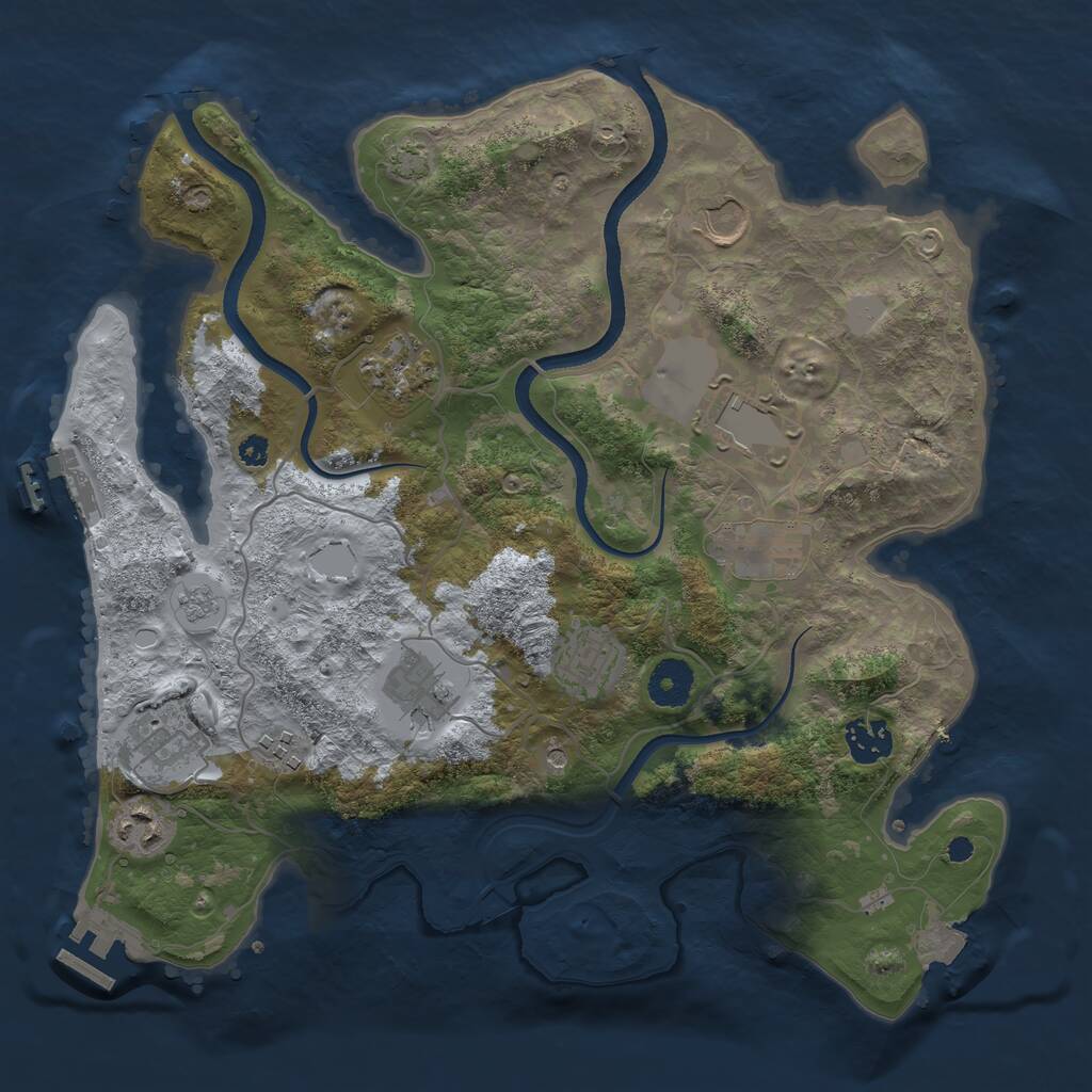 Rust Map: Procedural Map, Size: 3500, Seed: 973603647, 16 Monuments