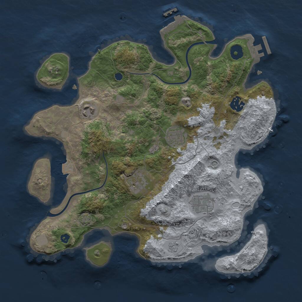 Rust Map: Procedural Map, Size: 3250, Seed: 2120203156, 11 Monuments