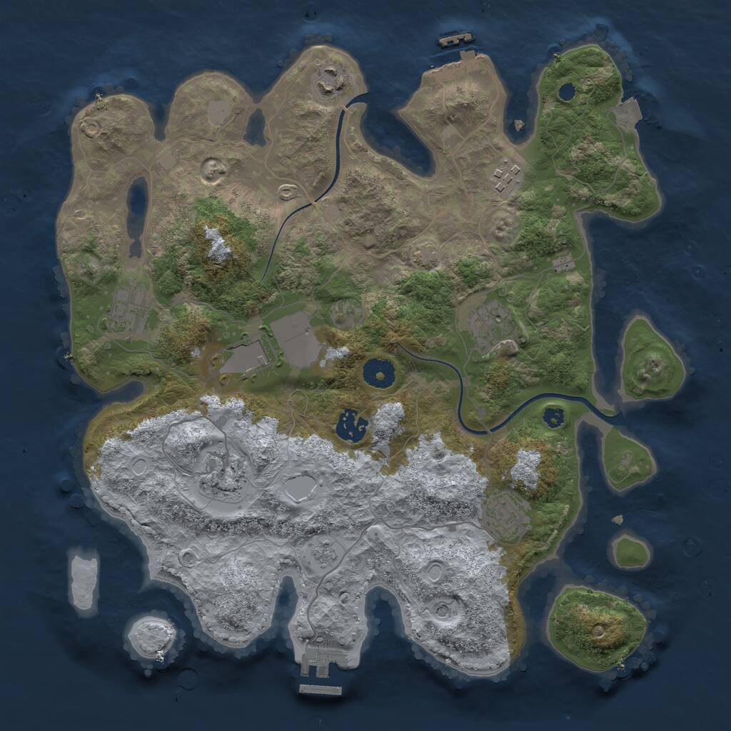 Rust Map: Procedural Map, Size: 3500, Seed: 368118648, 14 Monuments