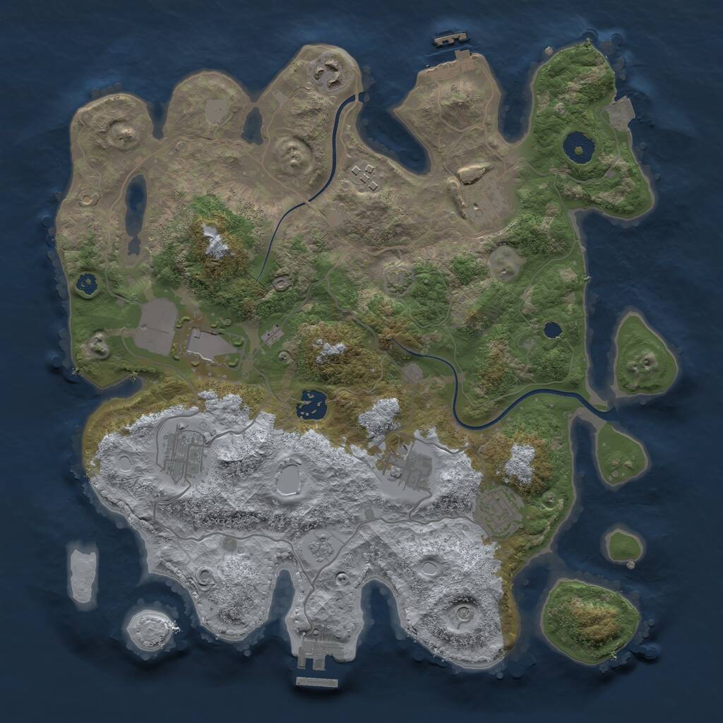 Rust Map: Procedural Map, Size: 3500, Seed: 368118648, 14 Monuments