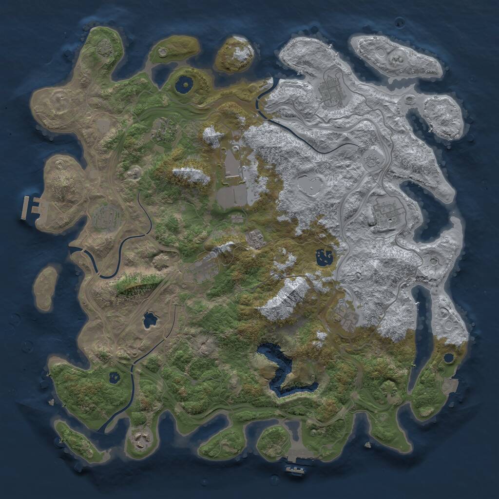 Rust Map: Procedural Map, Size: 4250, Seed: 826585055, 16 Monuments