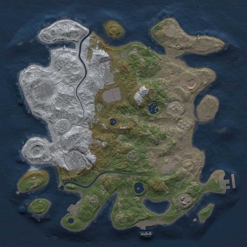 Rust Map: Procedural Map, Size: 3500, Seed: 766851825, 14 Monuments