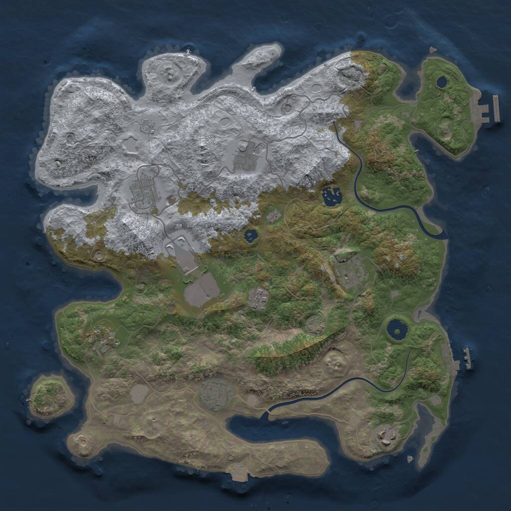 Rust Map: Procedural Map, Size: 3800, Seed: 847421932, 15 Monuments