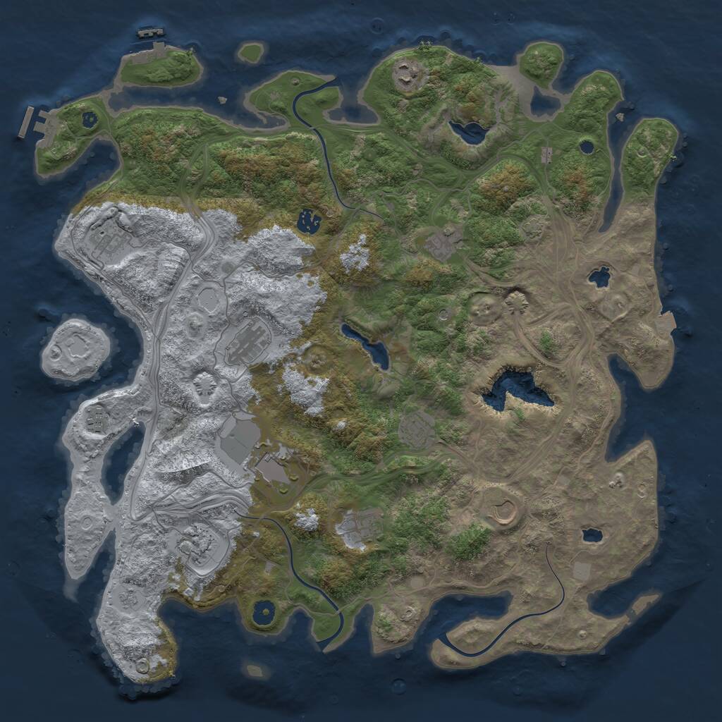 Rust Map: Procedural Map, Size: 4500, Seed: 197292423, 17 Monuments