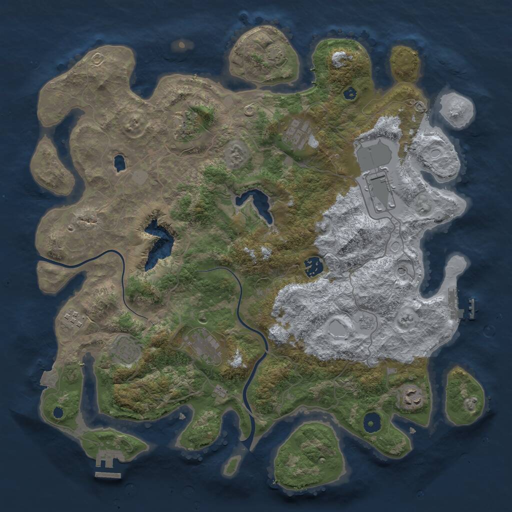 Rust Map: Procedural Map, Size: 4000, Seed: 19989, 14 Monuments