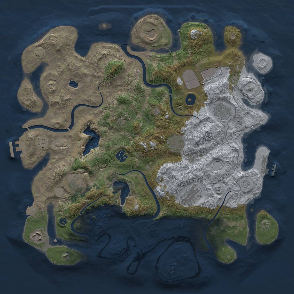 Rust Map: Procedural Map, Size: 4000, Seed: 19989, 16 Monuments