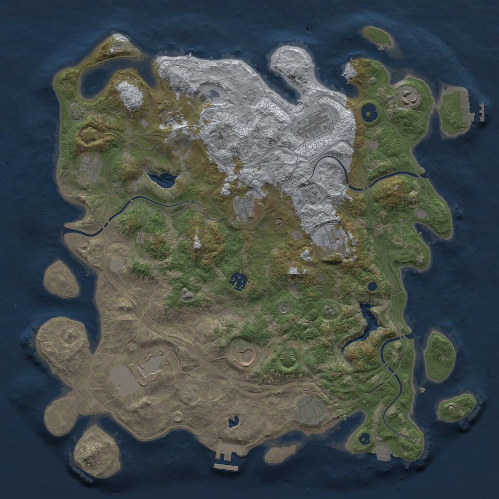 Rust Map: Procedural Map, Size: 4250, Seed: 200286490, 17 Monuments