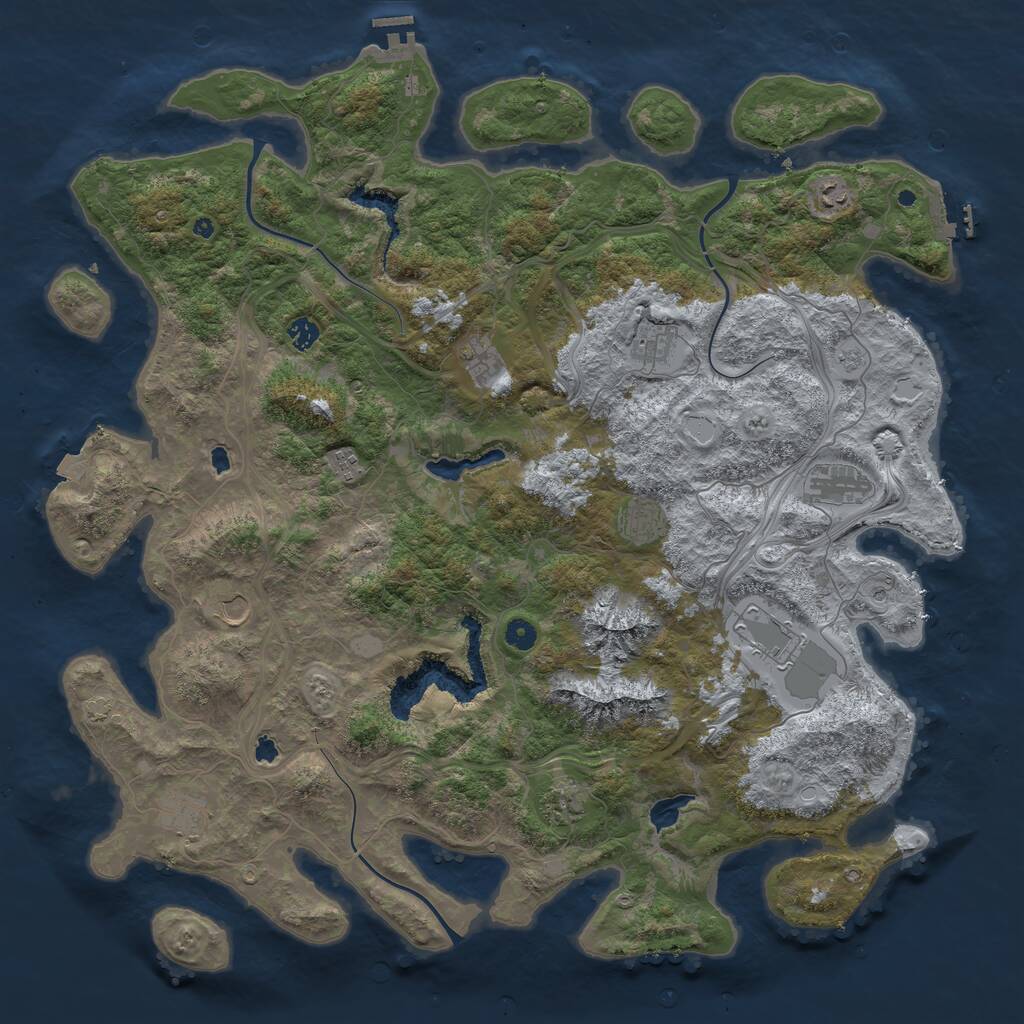 Rust Map: Procedural Map, Size: 5000, Seed: 56970, 17 Monuments