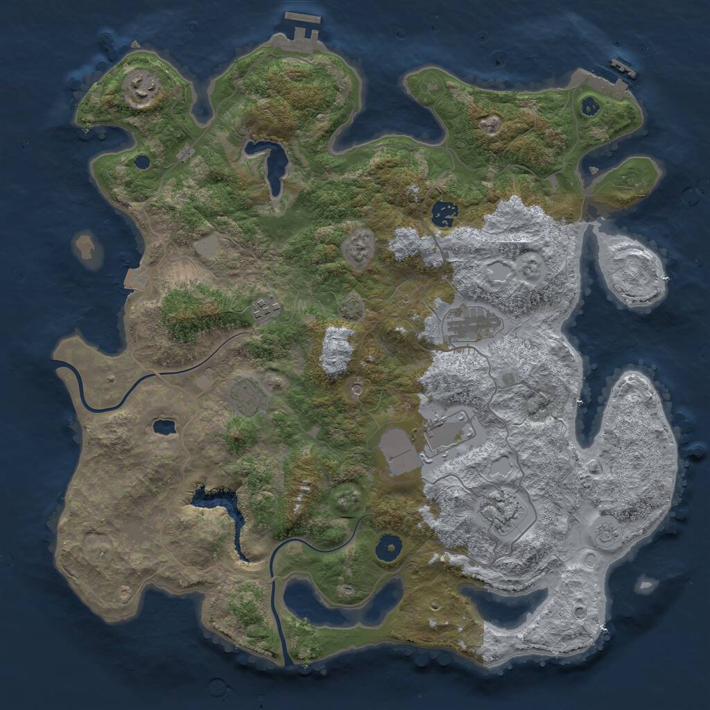 Rust Map: Procedural Map, Size: 4000, Seed: 2137548806, 13 Monuments