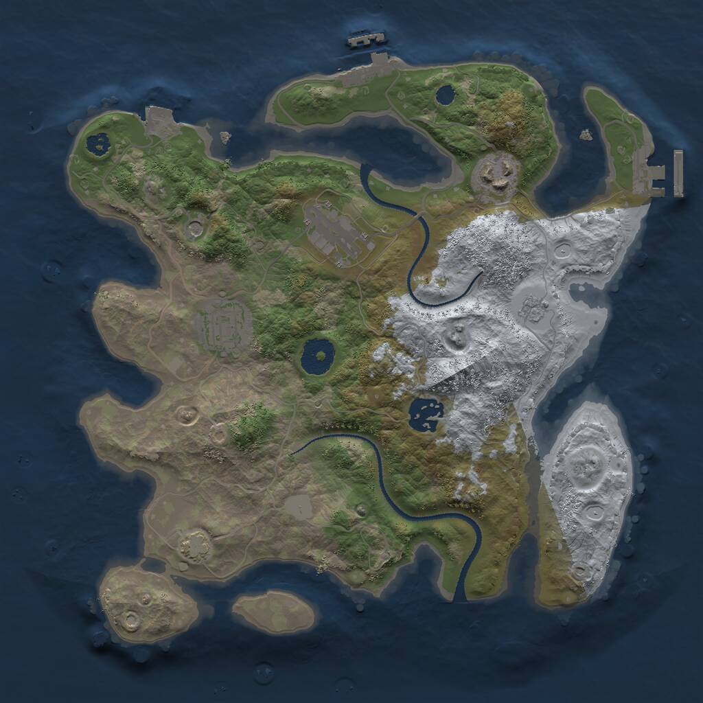 Rust Map: Procedural Map, Size: 3000, Seed: 21198, 10 Monuments