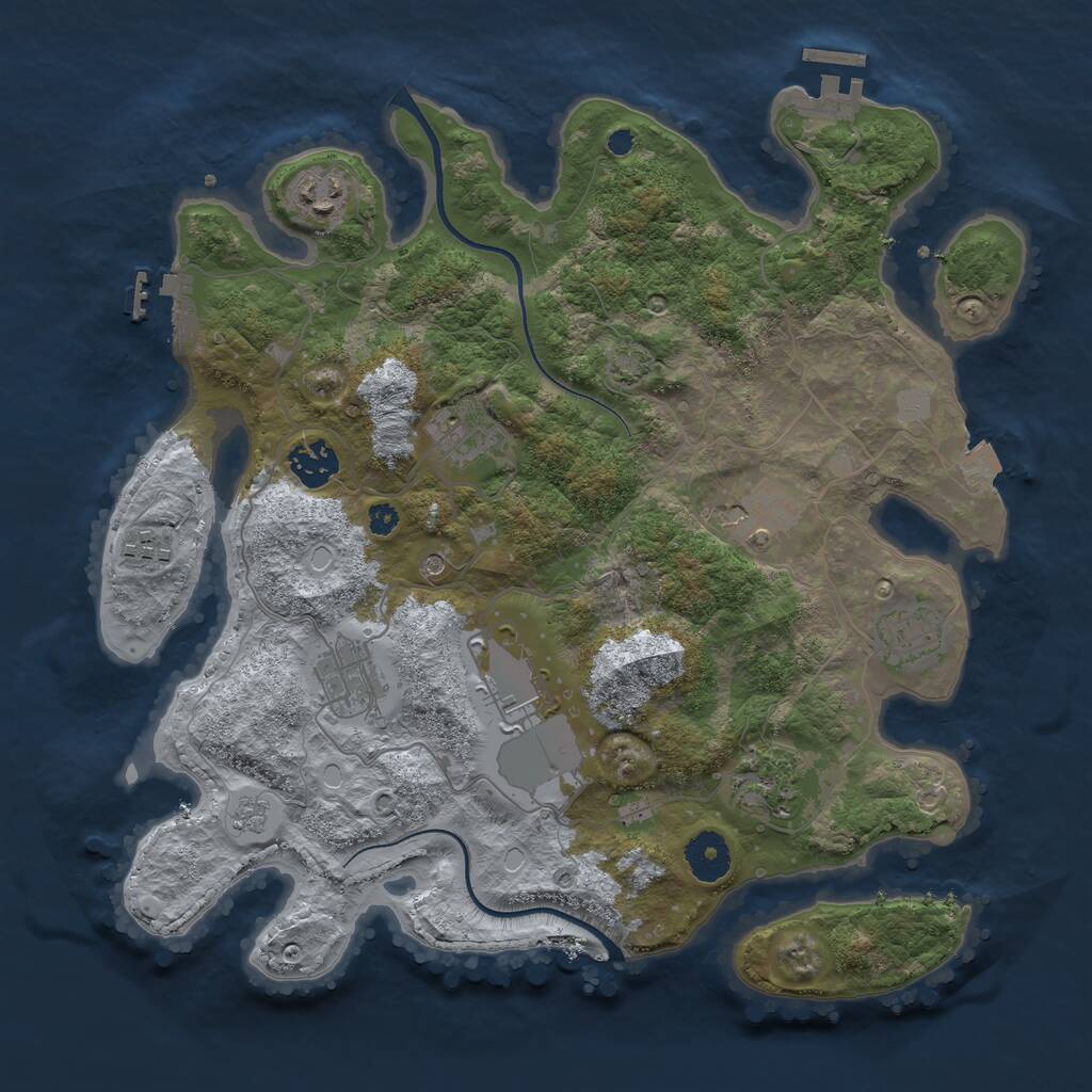 Rust Map: Procedural Map, Size: 3500, Seed: 1566444783, 15 Monuments