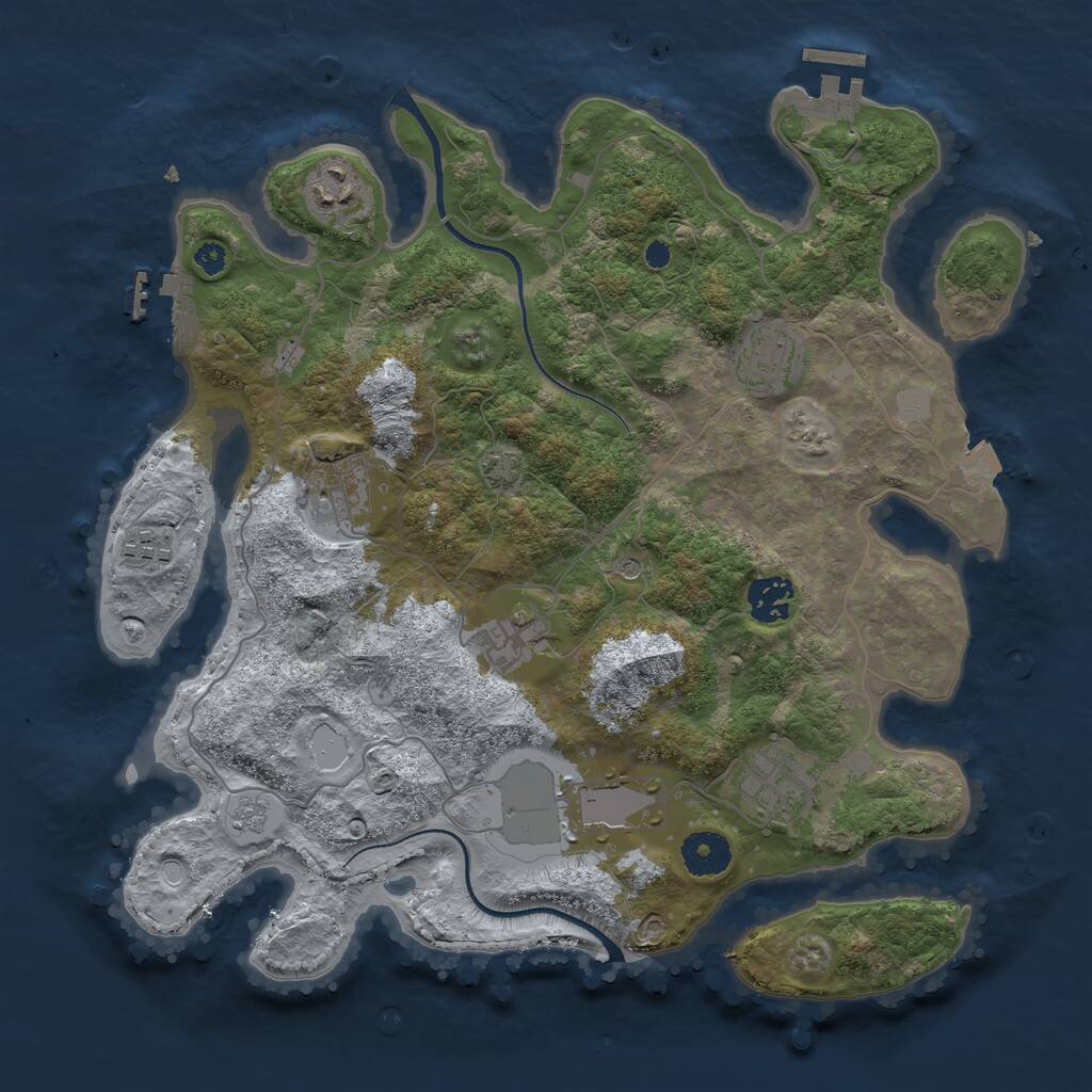 Rust Map: Procedural Map, Size: 3500, Seed: 1566444783, 14 Monuments