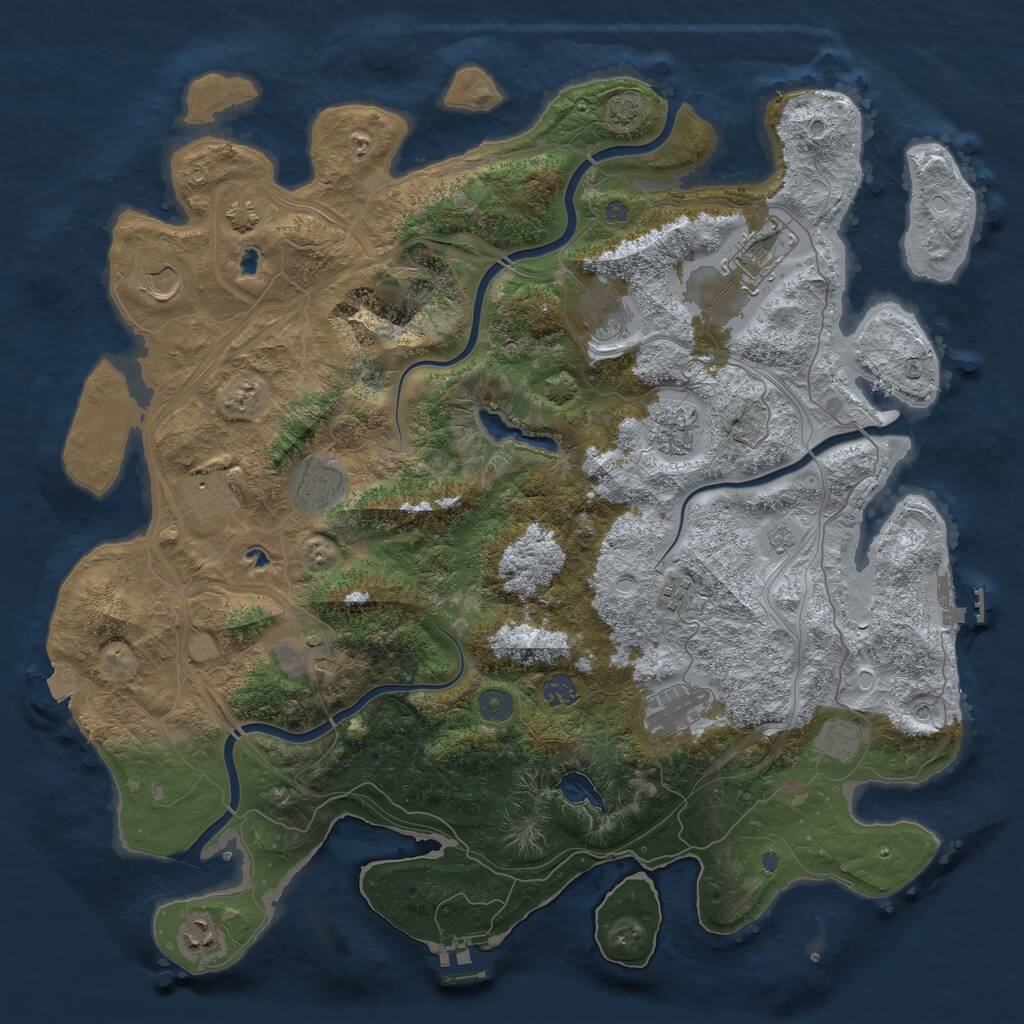 Rust Map: Procedural Map, Size: 4500, Seed: 28125, 17 Monuments