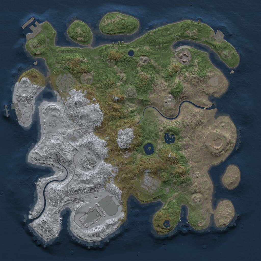 Rust Map: Procedural Map, Size: 3500, Seed: 270909542, 14 Monuments