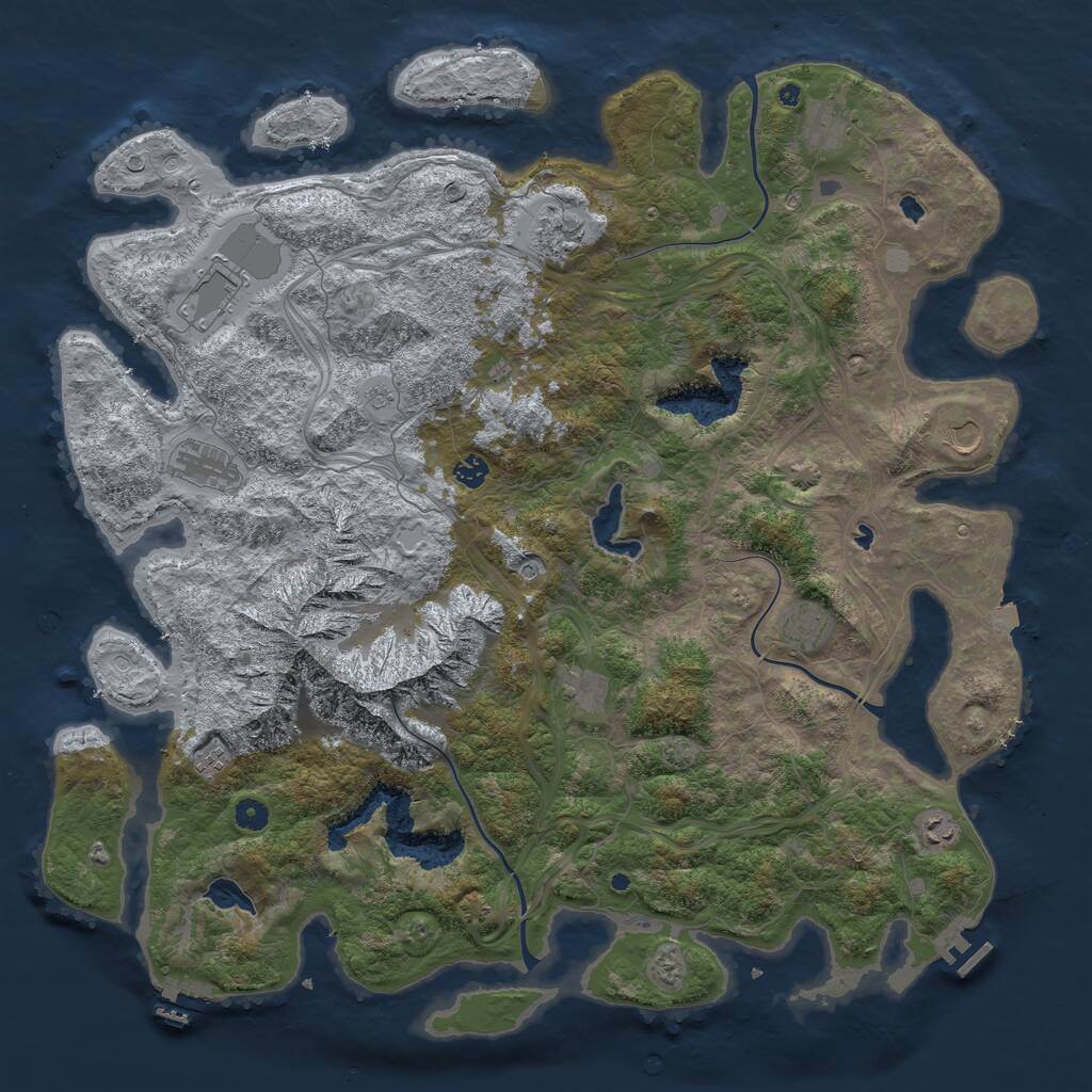 Rust Map: Procedural Map, Size: 5000, Seed: 738288576, 16 Monuments