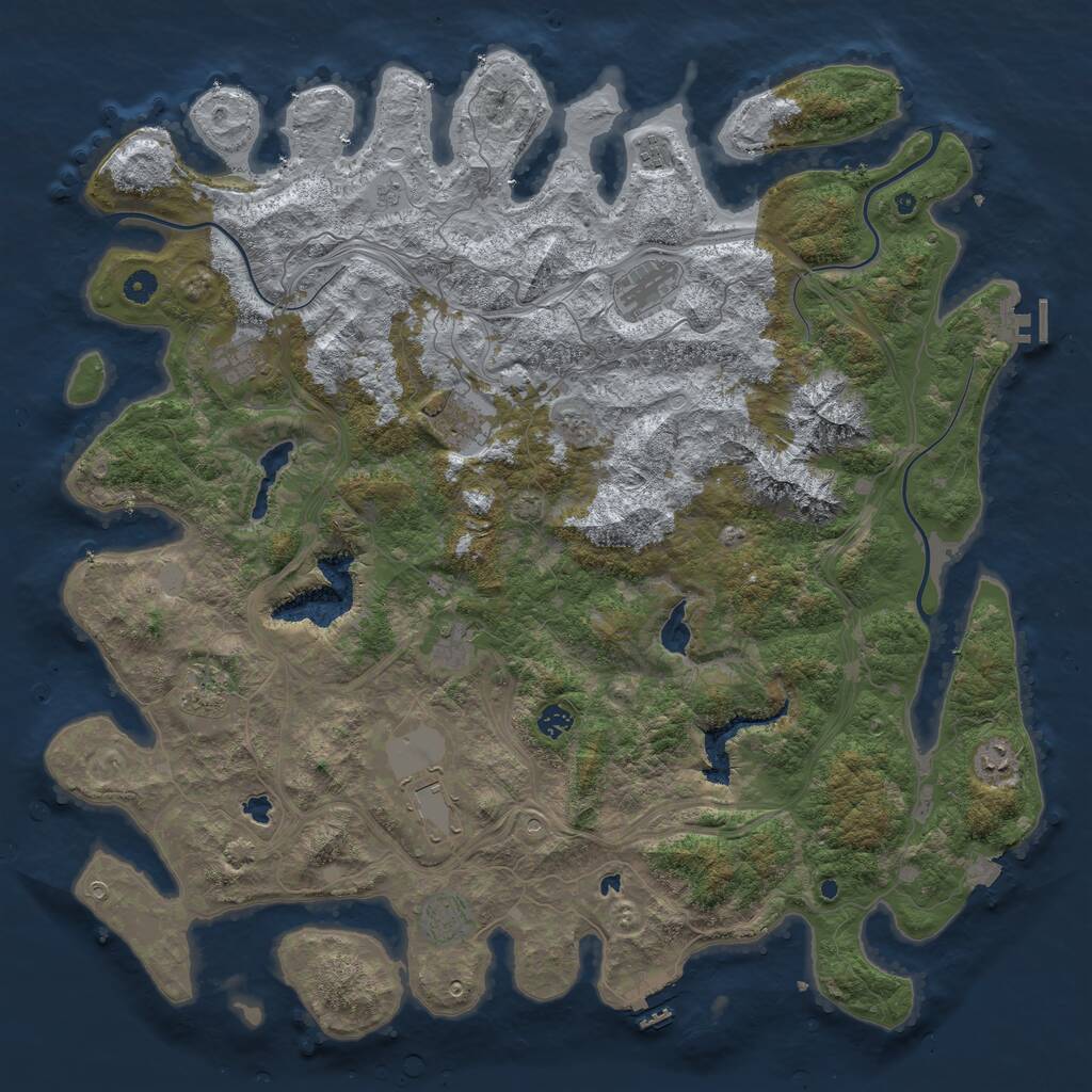 Rust Map: Procedural Map, Size: 5000, Seed: 31021, 16 Monuments