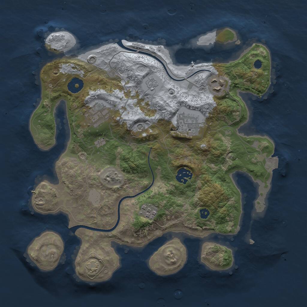 Rust Map: Procedural Map, Size: 3000, Seed: 1093586, 9 Monuments