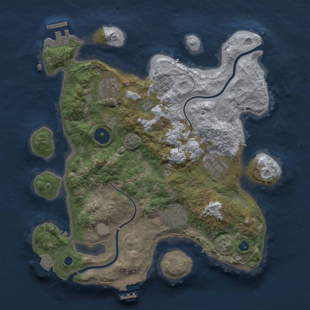 Rust Map: Procedural Map, Size: 3000, Seed: 2471322, 10 Monuments