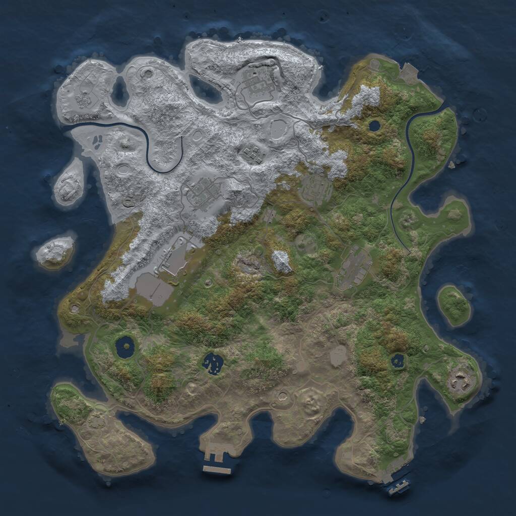 Rust Map: Procedural Map, Size: 3750, Seed: 1345473785, 14 Monuments