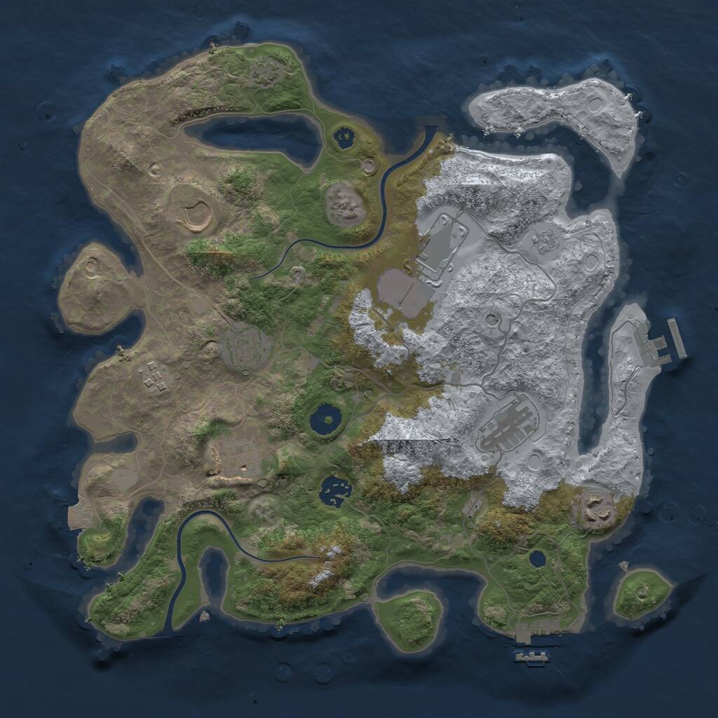 Rust Map: Procedural Map, Size: 3500, Seed: 1152341424, 14 Monuments