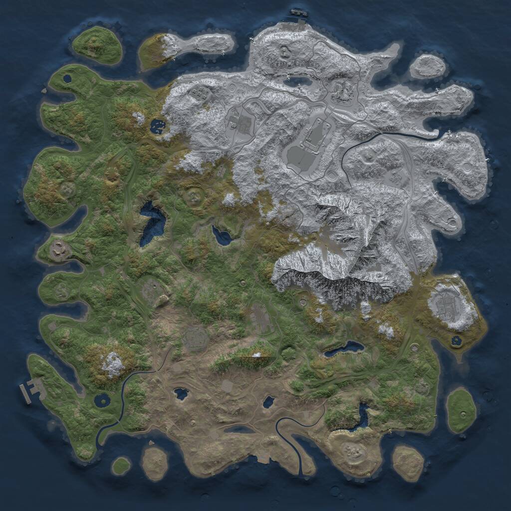 Rust Map: Procedural Map, Size: 5000, Seed: 1567164139, 16 Monuments