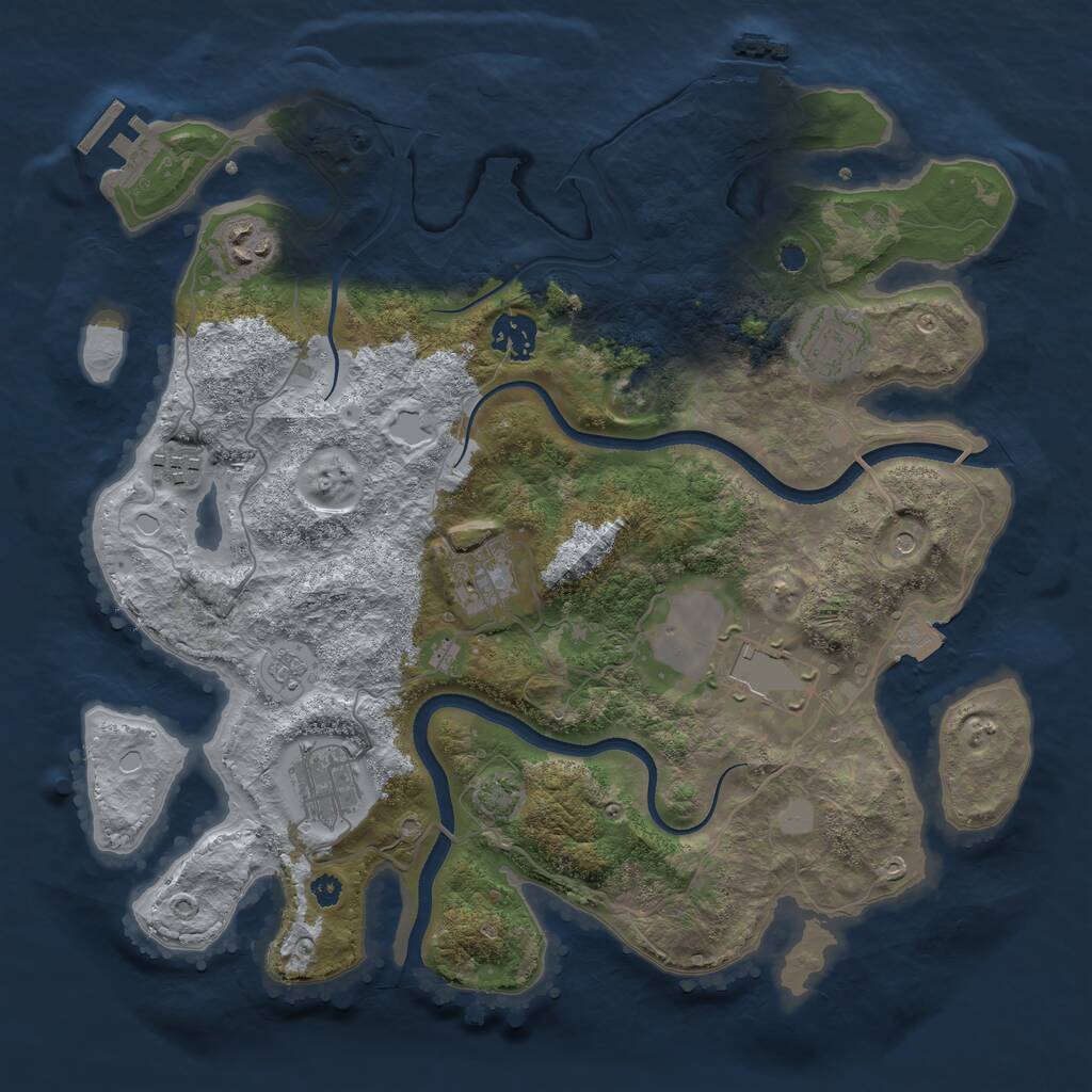 Rust Map: Procedural Map, Size: 3500, Seed: 1026909166, 13 Monuments