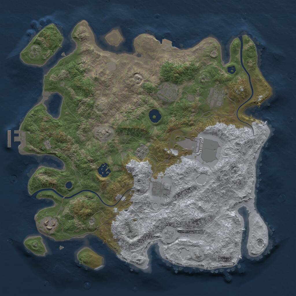 Rust Map: Procedural Map, Size: 3500, Seed: 987055194, 12 Monuments