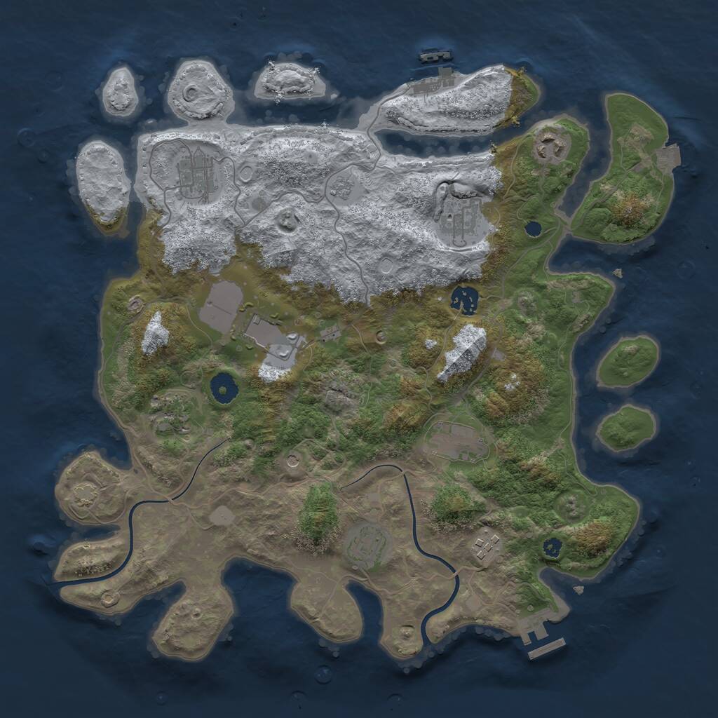 Rust Map: Procedural Map, Size: 3750, Seed: 1271828987, 15 Monuments