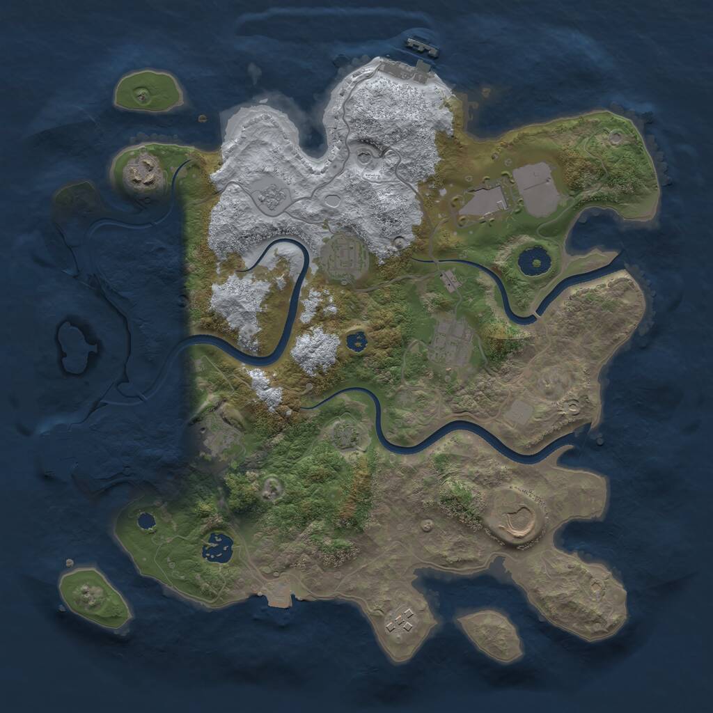 Rust Map: Procedural Map, Size: 3500, Seed: 448402602, 14 Monuments