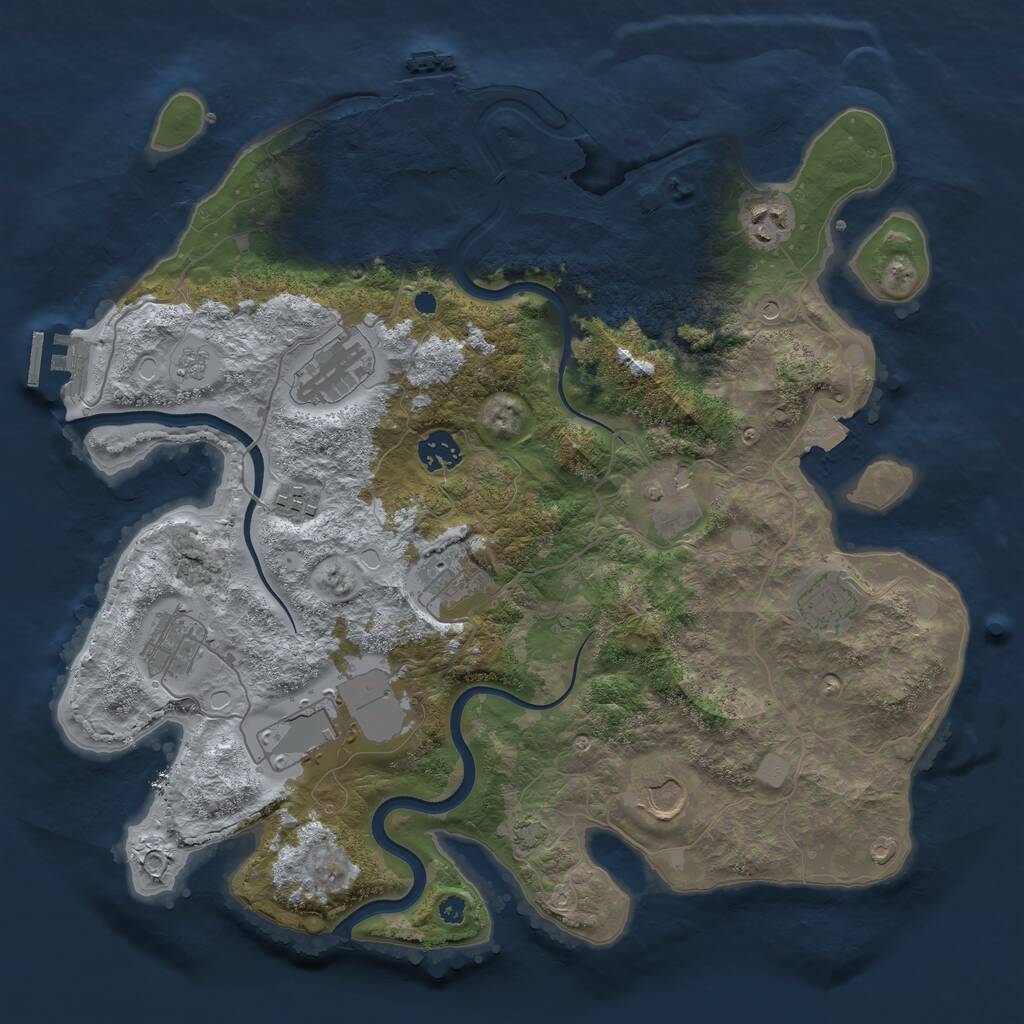 Rust Map: Procedural Map, Size: 3750, Seed: 113251261, 16 Monuments