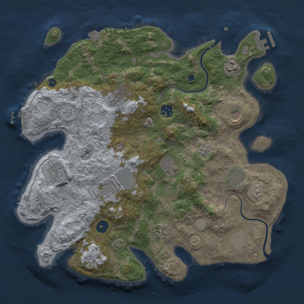 Rust Map: Procedural Map, Size: 3750, Seed: 113251261, 17 Monuments