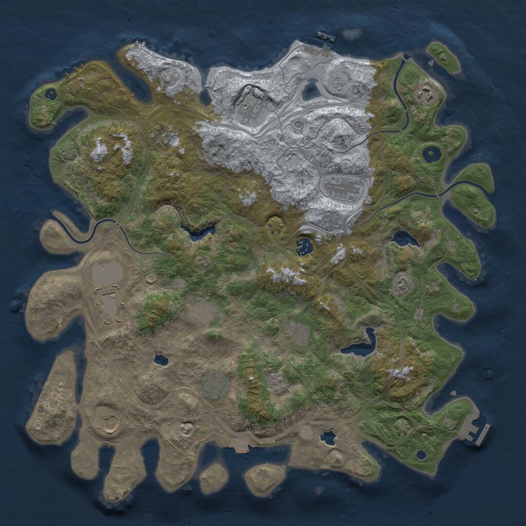 Rust Map: Procedural Map, Size: 4500, Seed: 2045670459, 17 Monuments