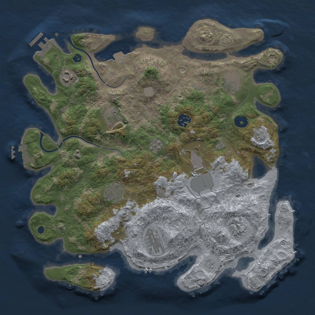 Rust Map: Procedural Map, Size: 3700, Seed: 2040238660, 15 Monuments